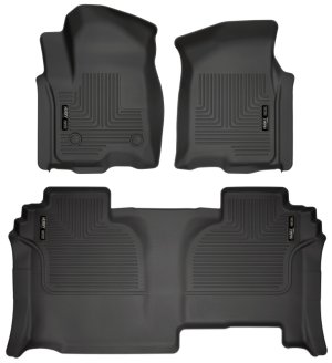 GMC Sierra 1500 Floor Liners - Front & 2nd Seat - Husky Liners - Weatherbeater - Black - `19-`23